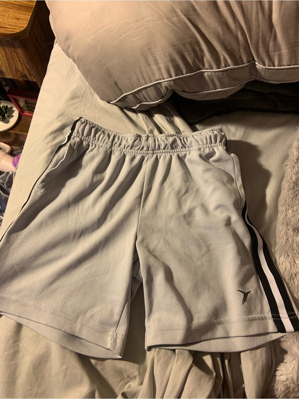 Old Navy Boys Grey Mesh Athletic Gym Shorts with Side Stripes